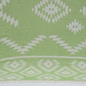 Anatolian Blanket,Turkish Blanket,Patterned Bed Cover,Turkish Throw,Home Decor,75&quot;x95&quot;,Turkish Bedspread,Olive Green Blanket,K2-KilimB