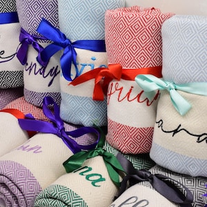 Custom Personalized Towel, Wedding Favor, Monogrammed Beach Towel, Bridesmaid Gift, Holiday Gift Towel, Bulk Towels, Personalized Towels