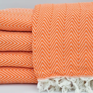 CHRISTMAS GIFT BLANKET,Orange Blanket,Beach Throw,Sofa Cover,Turkish Blanket,Bed Cover,Turkish Bedspread,79"x89",Turkish Towel,B2-damlaB