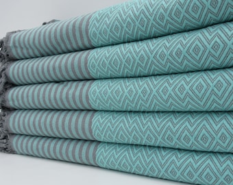 Turkish Blanket,79"x103" ,Mint Green Diamond Blanket,Turkish King Size Blanket,Bed Rug,Bed Decor,Throw Blanket,Turkish Towel,B2-atılB