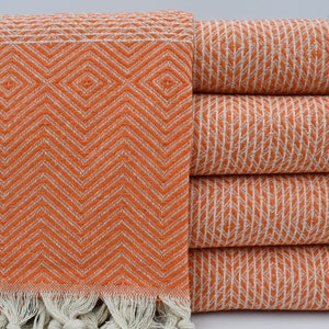Orange Blanket,Turkish Bedspread,Turkish Throw,Diamond Design Blanket,Turkey Throws,Turkish Blanket,79x95,Turkish Towel,B3-dreamKB