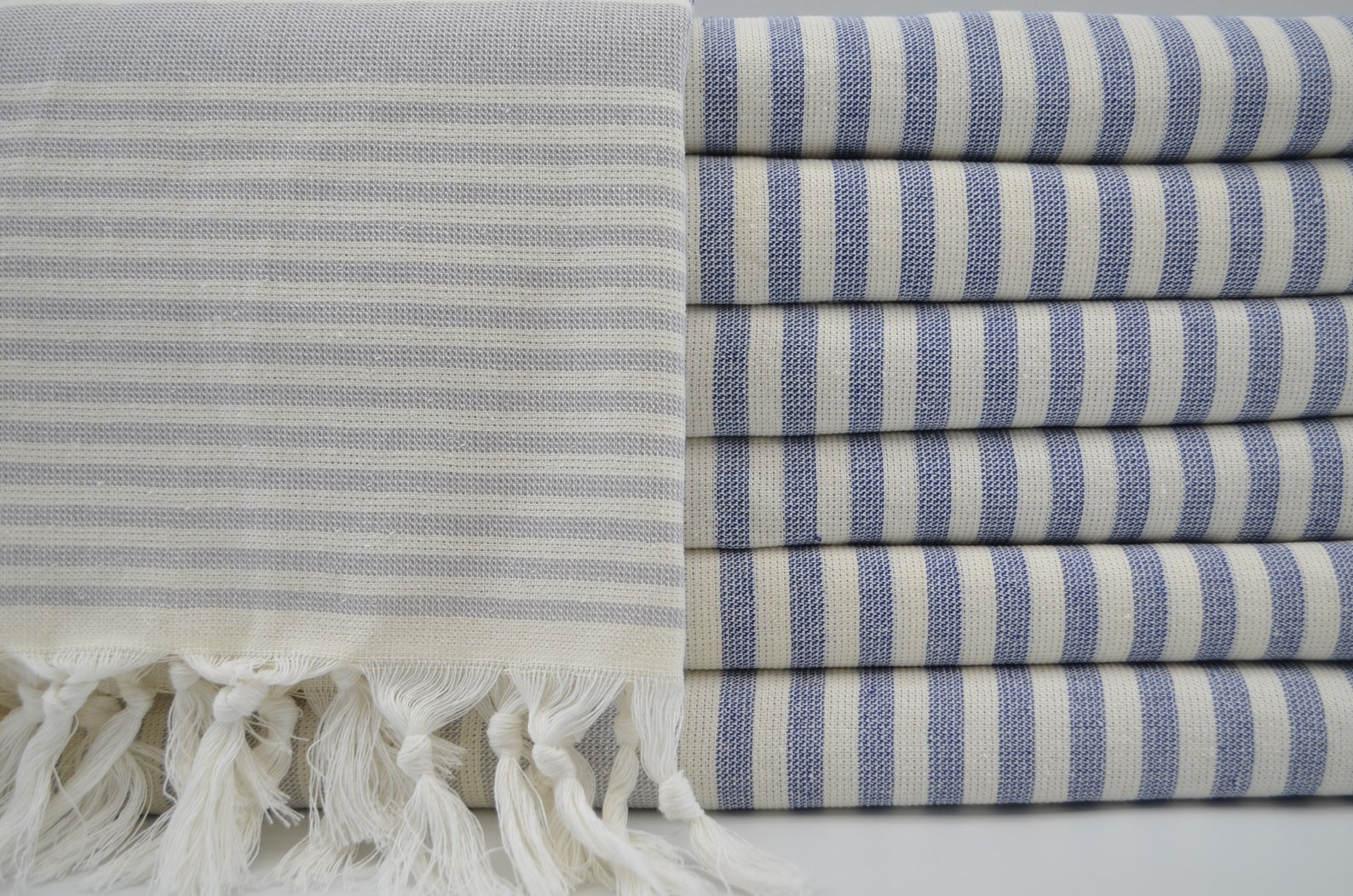 Navy Blue and Gray Hand Towelterry Hand Towelkitchen Etsy