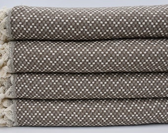 Turkish Blanket,Turkey Blanket,Handwoven Bedspread,Sofa Cover,Turkish Bedspread,79"x87",Throws,Beach Blanket,Dark Brown Blanket,B3-HasırB