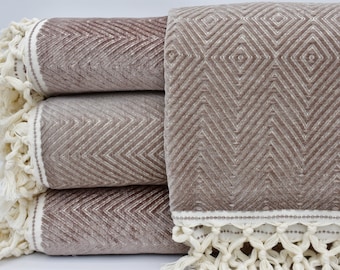 Quality Blanket,Gift Blanket,Light Brown Blanket,Turkish Bedspread,77"x93" Blanket,Velvet Blanket,Turkish Blanket,Turkish Throw,BD-kadife
