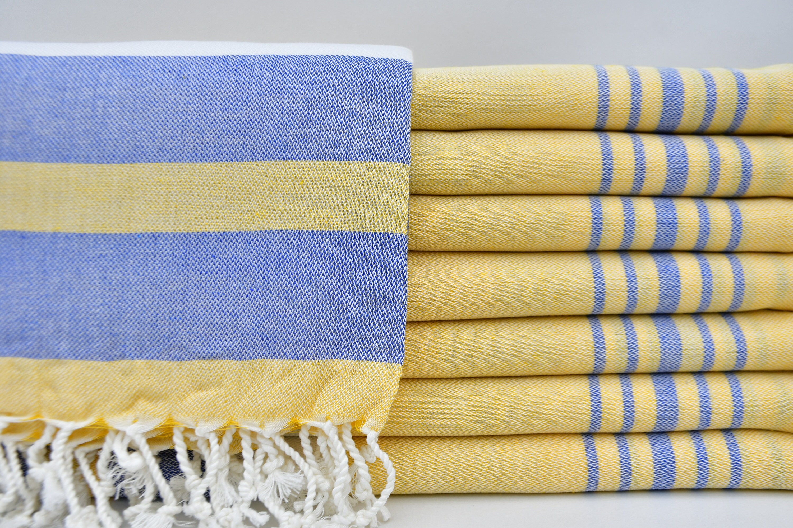 Blue and yellow bath towels cheap