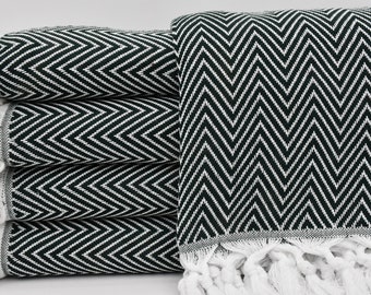 Dark Green Blanket,Turkish Bedspread,79"x89",Throw Blanket,Beach Blanket,Turkish Blanket,Organic Cotton Blanket,Soft Bedspread,B2-damlaB