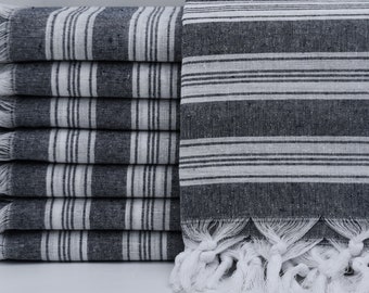 Toalla en blanco y negro, toalla al por mayor, peshtemal turco, toalla tribal, toalla fina, toalla turca, toalla de spa, peshtemal de playa, 32" x 65", K3-saraylı