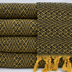 Personalized Blanket,Turkish Blanket,Wedding Gift Blanket,Turkish Throws,79&quot;x91&quot;,Yellow Blanket,Turkish Bedspread,Soft Blanket,B3-DalgalıB