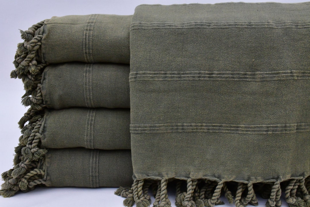 Dark Green Blanket,sofa Blanket,turkish Blanket,stone Washed Blanket