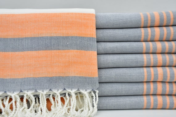 Turkish Towel beach Towel gray and Orange Towel bridesmaid Gift Towel 40x70 turkish Peshtemal bachelorette Party Towel b4 melis Etsy