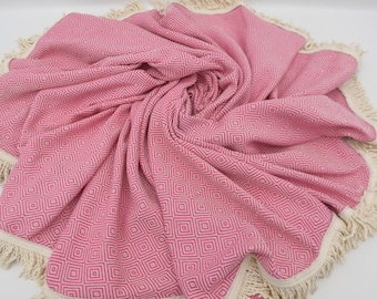 Pink Round Towel,Turkish Towel,Yoga Towel,Diamond Towel,Round Beach Towel,Picnic Towel,Seat Cover,60"x60",Beach Blanket,B2-yuvarlak