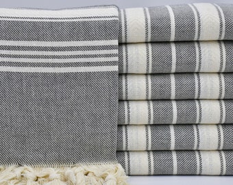 Handmade Towel,Anatolian Towel,Black Towel,Turkish Towel,Table Throw Towel,38"x73",Turkish Peshtemal,Herringbone Towel,M1-Balıksırtı