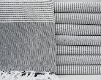 Black and White Towel,Beach Peshtemal,Turkish Towel,Cotton Towel,Striped Peshtemal,Spa Towel,Turkish Beach Towel,B1-gelinteli