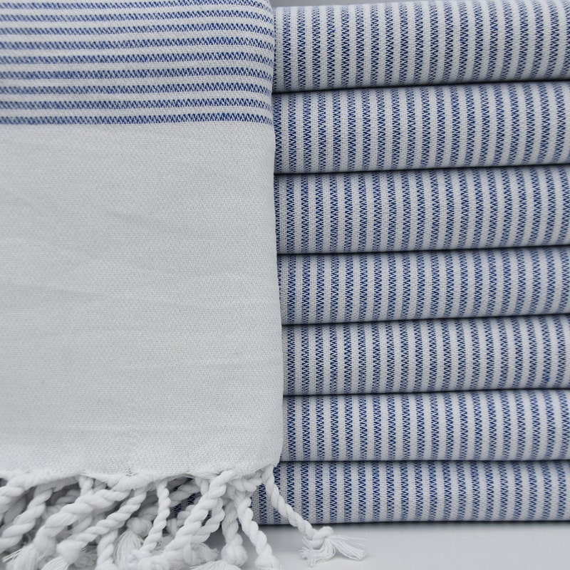 Navy Stripes Thin Turkish Towel