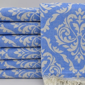 Table Throw Towel,Turkish Towel,Handmade Towel,Floral Design Towel,Turkish Peshtemal,Curtian Towel,Cotton Towel,36&quot;x70&quot;,Blue Towel,K2-Barok