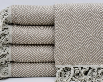 Patterned Blanket,Turkish Blanket,Turkish Bedspread,Sofa Cover,65"x87",Beige Blanket,Throws And Blankets,Decorative Bed Cover,K2-BaklavaB