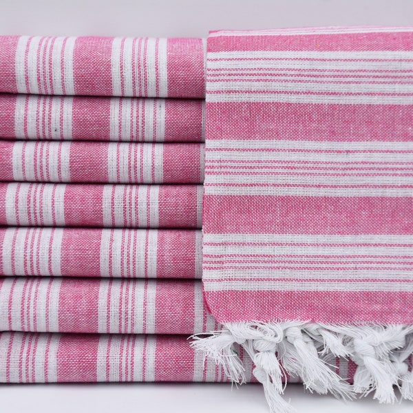 Turkishdowry,Turkish Towel,Pink And White Towel,Thin Peshtemal Towel,Towels,Wholesale Towel,Striped Towel,Bath Towel,32"x65",K3-saraylı