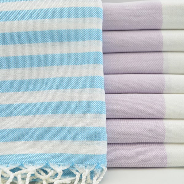 Turquoise Striped Peshtemal,Lilac Towel,Turkish Towel,40"x67",Turkishdowry,Turkish Peshtemals,Soft Towel,Hammam Towel,Spa Towel,B4-melis
