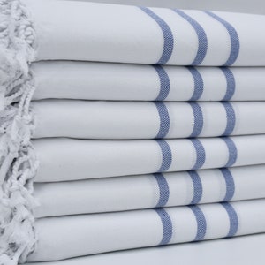 Navy Blue Striped Towel,White Towel,Bath Peshtemal,Cotton Towel,Spa Towel,Turkish Towel,3 Striped Towel,40&quot;x70&quot;,Turkish Peshtemal,B1-3 çizgi