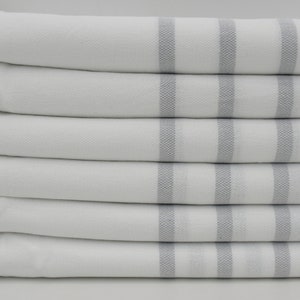 Gray Striped Towel,Turkish Towel,White Towel,Handmade Towel,Peshtemal,Beach Towel,40&quot;x70&quot;,Peshtemal Towel,Cotton Towel,Pool Towel,B1-3 çizgi