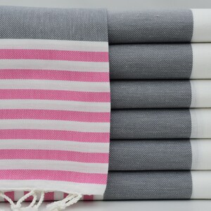 Beach Towel,Turkish Towel,Turkish Peshtemal,Bath Towel,Wholesale Towel,40&quot;x70&quot;,Fuchsia And Gray Towel,Boho Towel,Handmade Towel,K2-Marin