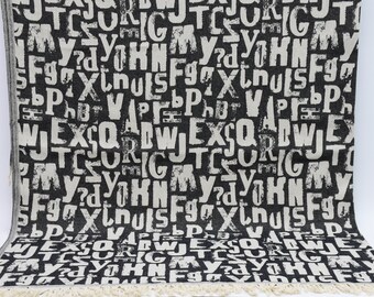Turkish Throw,Turkish Blanket,Turkish Bedspread,Throws And Blankets,87"x95",Sofa Decor,Home Decor,Black Blanket,Cotton Bed Cover,M4-AlfabeB