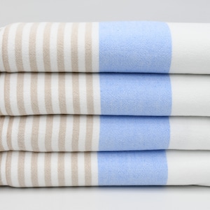 Embroidery Towel,Turkish Towel,Terry Towel,36&quot;x69&quot;,Personalized Towel,Turkish Peshtemal,Blue and Beige Towel,Turkish Beach Towel,K2-defneT