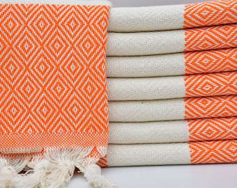 Handdoek, oranje handdoek, katoenen handdoek, groothandelhanddoek, Turkse handdoek, Turkse handdoek, 17 x 35, Turkse handdoek, decoratieve handdoek, douchehanddoek, M1-elmasH
