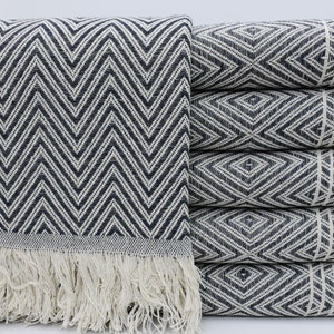 Wedding Gift Blanket,Turkish Blanket,Designer Blanket,Home Decor,67&quot;x83&quot;,Dark Gray Blanket,Turkish Throw,Turkish Bedspread,B3-EkodreamB