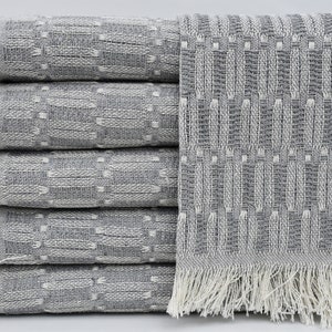 Turkish Blanket,Turkish Throws,Cotton Blanket,Home Decor,70"x79",Turkish Bedspread,Gray Bedspread,Personalized Blanket,Gift Blanket,B3-KareB