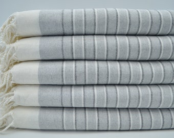 Gray Striped Terry Towel,100cmx165cm,Terry Peshtemal,Beach Towel,Turkish Towels,Turkish Peshtemal,Soft Towel,40"x65",Bath Towel,B7-eftelya
