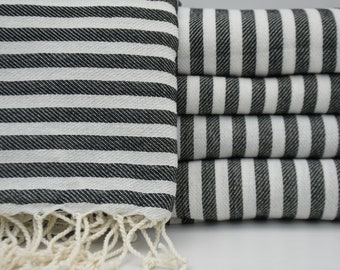 Black Striped Towel,Turkish Peshtemal,Turkish Towel,40"x70 "Bath Towel,Peshtemal,Cotton Towel,Towel,Spa Towel,Peshtemal Towel,B6-akasya