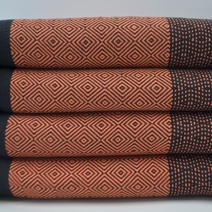 Orange Und Schwarze Decke,Peshtemal Überwurf,Bettüberwurf,Bett Teppich,200x240 cm,Türkische Decke,B2-siyahB