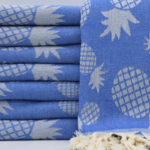 Turkish Towel,40"x68",Turkish Peshtemal,Turkey Towel,Blue Peshtemal,Festival Towel,Hammam Towel,Pineapple Patterned Towel,B1-ananas