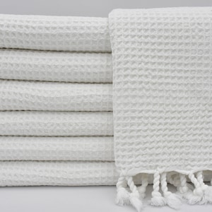 Turkish Hand Towel,Kitchen Towel,Stone Washed Hand Towel,Waffle Hand Towel,Turkish Towel,20&quot;x44&quot;,White Towel,Handmade Towel,B9-u-waffleH
