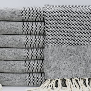 Throw Towel,Turkish Towel,Turkish Peshtemal,Turkey Towel,38&quot;x67&quot;,Bath Towel,Black Towel,Beach Towel,Pool Towel,Home Decor,K2-çiftyüz