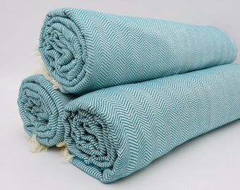Bulk Blankets,Organic Blanket,Turkish Blanket,Bed Cover,79"x99",Wedding Blanket,Turkish Bedspread,Turquoise Blanket,K2-BalıksırtıB