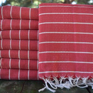 Red Peshtemal,Turkish Bath Towel,Turkish Towel,Cotton Towel,Festival Towel,40&#39;&#39;x67&#39;&#39;,Turkish Towel,Towels,Striped Peshtemal,B3-göcek