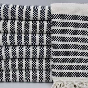 Asciugamano Hammam, Asciugamano Decorativo da Bagno, Peshtemal Turco, Asciugamano Turco, 40"x70", Asciugamano alla Rinfusa, Asciugamano Nero, Asciugamano da Spiaggia Fatto a Mano, B2-Nazar