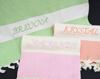 Personalized Girls Trip Gift, Bachelorette Party Gift, Turkish Towel, Embroidery Towel, Wholesale Towel, Turkish Peshtemal, Fouta