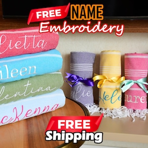 Personalized Gift Towel, Turkish Towel, Bridal Party Favors, Towels With Embroidery, Wholesale Peshtemal Towel, Monogrammed Towel ,B2-Sultan