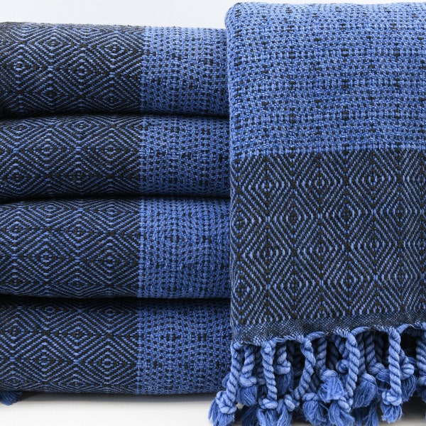 Navy Blue Handmade Towel,Peshtemal,Bath Towel,Cotton Towel,34"x63",Stone Washed Towel,Turkish Beach Towel,Turkishdowry,Sauna Towel,B2-taş