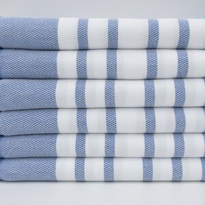 Turkish Towel,Blue Peshtemal,Bath Towel,Turkish Peshtemal,Herringbone Towel,40&quot;x70&quot;,White Striped Towel,Turkish Beach Towel,K2-balıksırtı