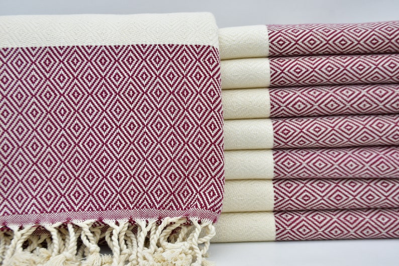 Turkish Towel,Beach Towel,40x70,Turkish Peshtemal,Claret Red Towel,Home Gift Towel,Handwoven Peshtemal,Sofa Cover,Yoga Towel,B4-elmas image 1