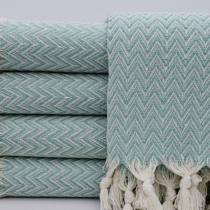Picnic Blanket,Mint Green Bedspread,Turkish Blanket,Herringbone Blanket,Thow Blanket,60&#39;&#39;x87&#39;&#39;,Turkish Bedspread,Bed Cover,B2-balıksırtıB