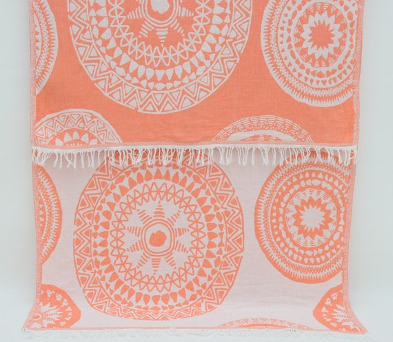 DOFOWORK Turkish Beach Towel - Oversized 36" X 71", Quick-Dry, Sand-Resistant, Orange Geometric Pattern - View #4