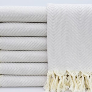 Zigzag Patterned Blanket,Turkish Blanket,Bulk Blanket,80&#39;&#39;x95&#39;&#39;,Turkish Bedspread,Herringbone Blanket,Light Gray Blanket,BD-DamlaB