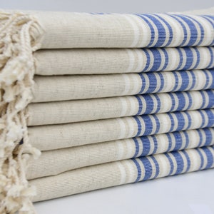 Turkish Towel,Blue Stirped Linen Towel,Beach Towel,Handmade Towel,Bridesmaid Gift Towel,Linen Towel,38&quot;x60&quot;,Turkish Peshtemal,B1-azat