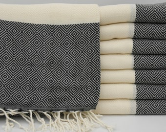 Black Towel,Handmade Towel,Cotton Towel,Decorative Towel,Peshtemal Towel,Soft Towel,Turkish Towel,40"x70",Turkish Peshtemal,B2-elmas