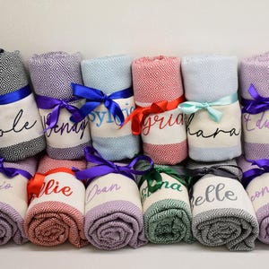 Personalized Turkish Cotton Beach Towel, Embroidered Bachelorette Gift